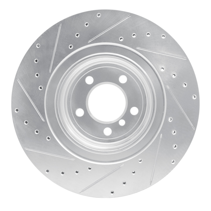 BMW ALPINA B7 Brake Rotor (1) - Rear Right - R1 Concepts - Drilled & Slotted - Silver - `07-`08